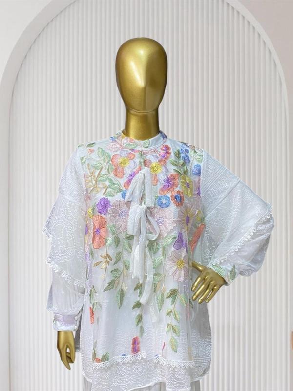 ADINDA & Co- Luna Blouse Atasan wanita Premium brukat halus mix dengan tulle Garden cantik atasan kondangan/ atasan pesta cantk/ blouse remaja kekinian 2025/ baju lebaran remaja 3