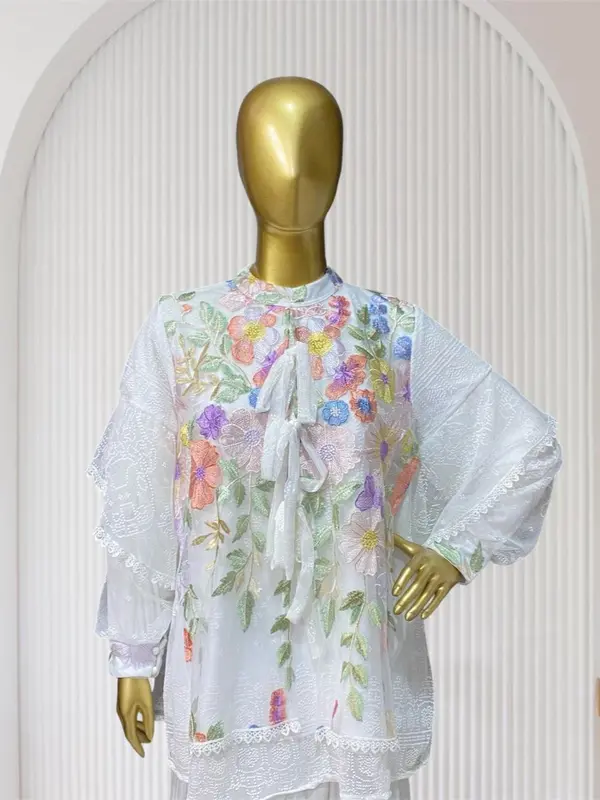 ADINDA & Co- Luna Blouse Atasan wanita Premium brukat halus mix dengan tulle Garden cantik atasan kondangan/ atasan pesta cantk/ blouse remaja kekinian 2025/ baju lebaran remaja 2