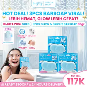 [READY STOCK] 3 Pcs Brighty Glow & Bright Bar Soap Sabun Mandi Pemutih badan sabun Viral BPOM Halal MUI