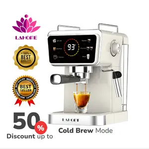 LAHOME Mesin Kopi Espresso 5 in 1 Otomatis Panel Sentuh LCD Dengan Pembuih Susu 20 Bar Full Digital