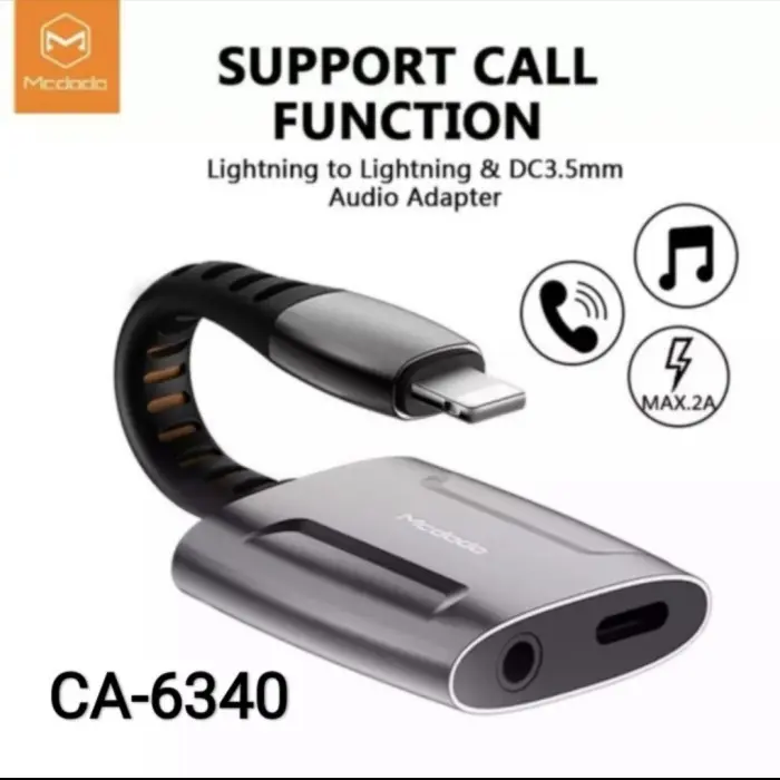 Mcdodo Splitter for Iphone Lightning to Aux + Lightning 2A - CA-6340 (A+L)