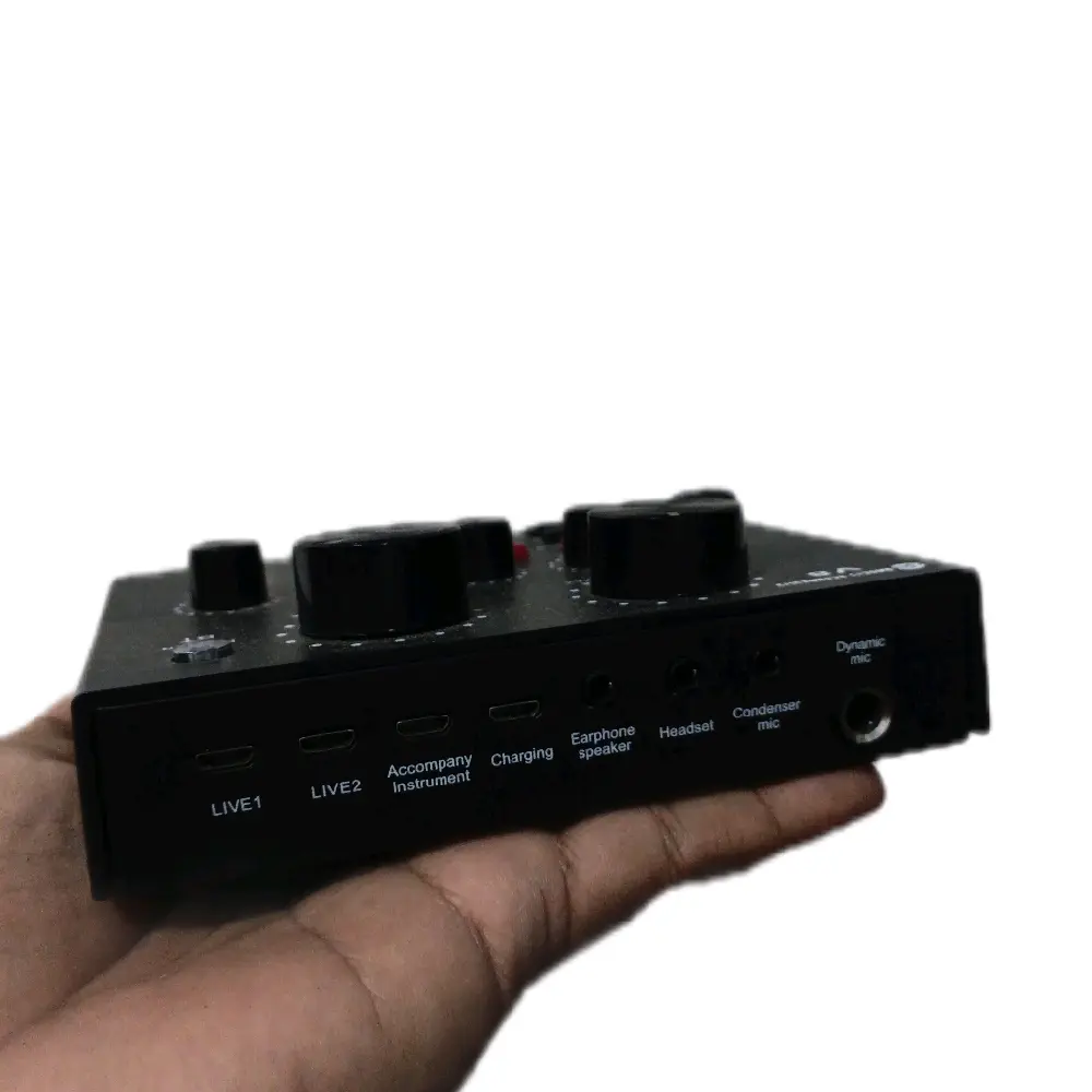 Soundcard V8 dengan Fitur LIVE1 LIVE2 & Accompai untuk Streaming dan Karaoke