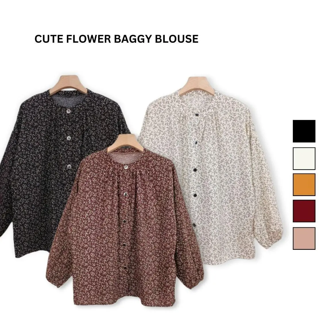 TRISSA: FULL SMAL PRINTED BLOUSE LOOSE KOREAN STYLE AND WOMAN FASHION U8385