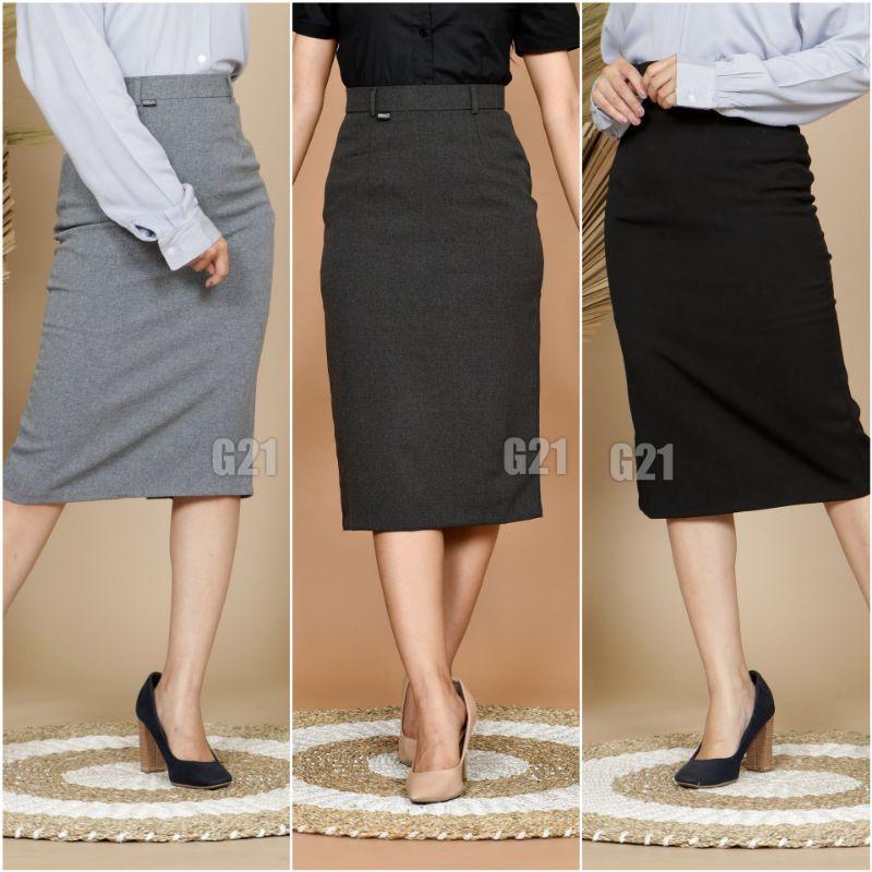 Rok Kerja wanita Pendek Hitam Span 7/8 Bahan Formal Kantor Panjang strech 4