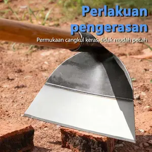 Cangkul Rumput Baja Mangan Tebal, Alat Pertanian Serbaguna untuk Mencabut Rumput & Mengolah Tanah