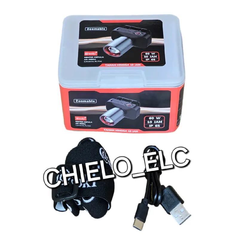 SENTER KEPALA AOKI ZOOM 60W AK3685A+3686K+(3675A adaptor) ,SENTER ZOOM 60WATT AOKI AK3685A AK3686K+(3675A adaptor) 800LM 60W ORIGINAL Baterai 4