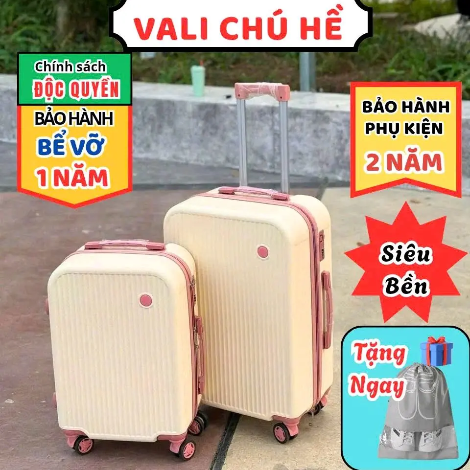 [CC1-HCM][Có bảo hành thân vỏ] Vali kéo du lịch nhựa siêu dẻo,chống bể tốt,hot,TẶNG TÚI ĐỰNG GIÀY đồng tông size 20/24,bảo hành 2 năm linh kiện miễn phí. 4 bánh xoay 360 hành lý đen