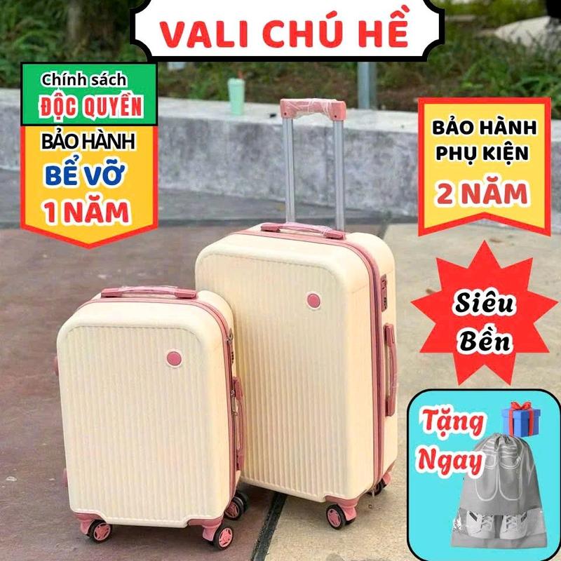 [Kho HCM][Bảo hành thân vỏ 1 năm] Vali kéo du lịch nhựa siêu dẻo,chống bể, TẶNG TÚI ĐỰNG GIÀY đồng tông size 20/24,bảo hành 2 năm linh kiện miễn phí. 4 bánh xoay 360 hành lý đen xám