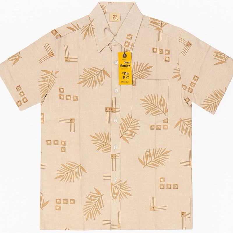   TOP  Áo sơ mi trung niên nam họa tiết Menswear Cotton vải sô bông Thông thường  Cổ chữ V 