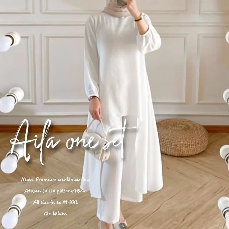 Setelan Jumbo Aila Oneset Lebaran Terbaru 2025 Bahan Crincle Airflow Setelan Terlaris ELegan 0