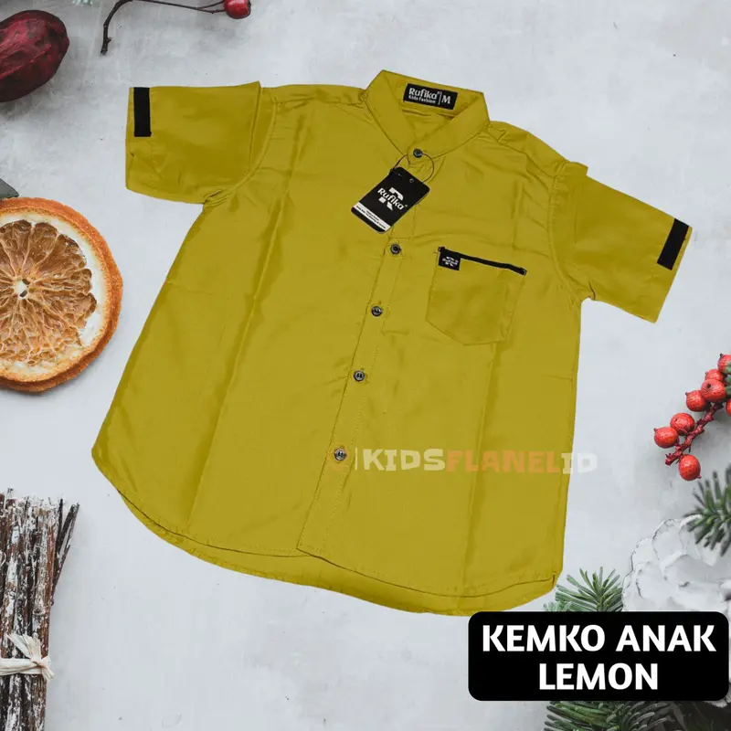 COD Kemeja Koko Anak Laki-laki Polos Lengan Pendek Bahan Katun usia 2 3 4 5 6 7 8 9 10 Tahun KF043 3