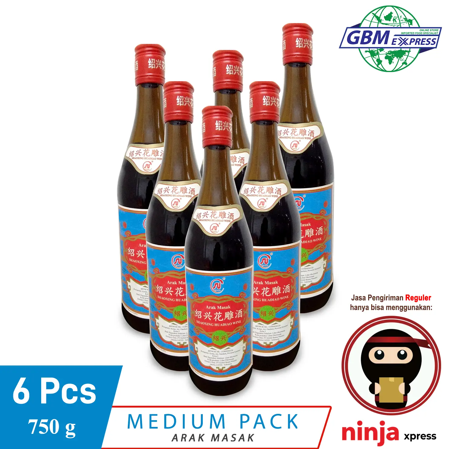 SU Brand Shaoxing Huadiao Wine 640ml - Medium Pack x 6 Pcs