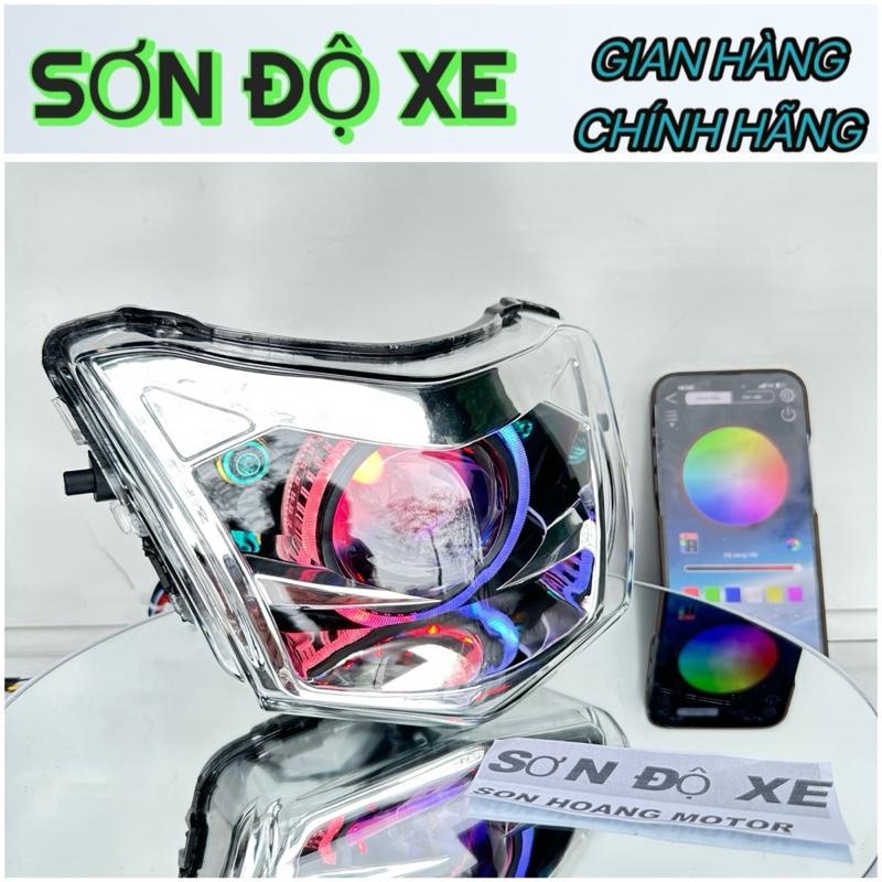 Bi Cầu F11 Độ Sẵn Pha Đèn 2 Tầng Wave 50-100-110 Công Xuất 60W Cos Trắng Pha Trắng Mắt Quỷ App + Vòng 3D App Bảo Hành Đèn 24 Tháng