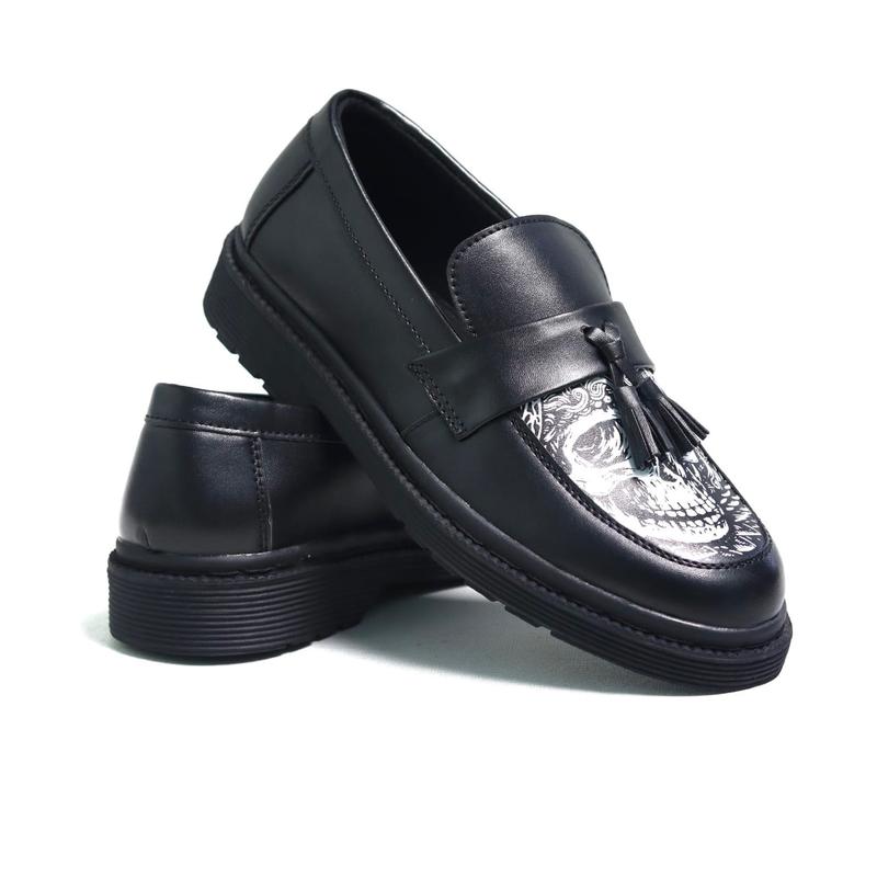 MONAS Walskul Sepatu Formal Kasual Docmart Black Skul Pria 1