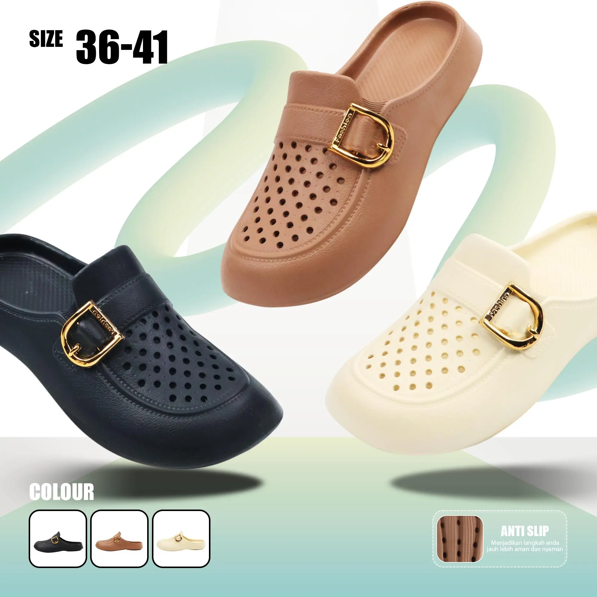 Sepatu Slop Wanita 626M  Dewasa Bahan Karet Eva Jelly Anti Slip Anti Licin Kekinian Model Terbaru