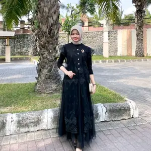 Outer Olla Kondangan Wanita / Long Vest Hari Raya Brukat Etnik