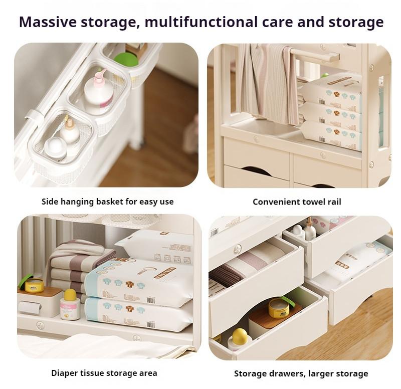 Product Introduction of 【GraceLife】8 In 1 Changing Table For Baby With Drawer/Storage/Bath/Wheel/Pad 90.5 Or 85.5CM Height 38