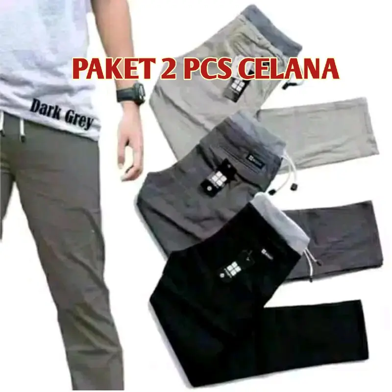 PROMO 50 RIBU DAPAT 2 PCS CELANA PANJANG CHINO CASUAL STREET PINGGANG KARET Stretch Pria 0