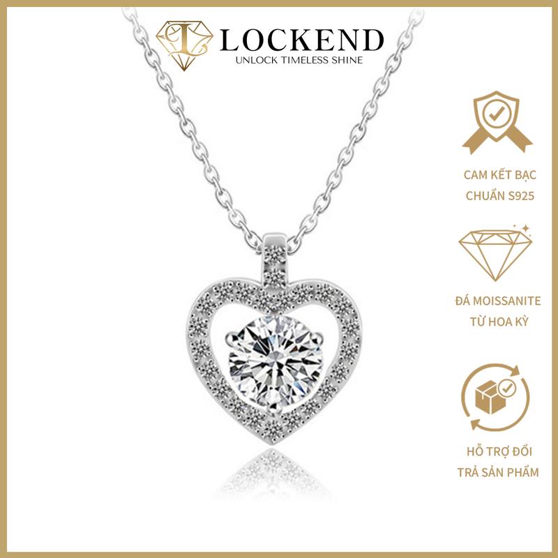   Lockend  Dây chuyền hình trái tim lấp lánh Bạc 925 đính đá Moissanite 1 carat màu D có chứng chỉ GRA sang trọng quý phái 