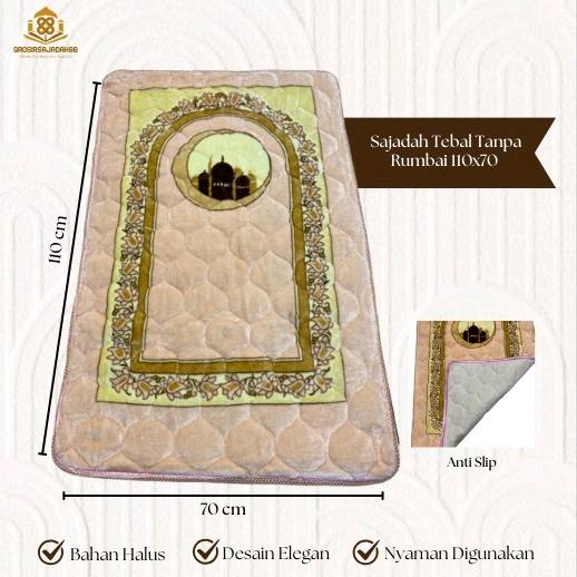 Sajadah Jumbo Tebal Tanpa Rumbai 70x110cm|Antislip dan Busa Premium|Satuan|Grosir|Kodi Termurah dan Terlengkap Muslim Motif Nyaman 1