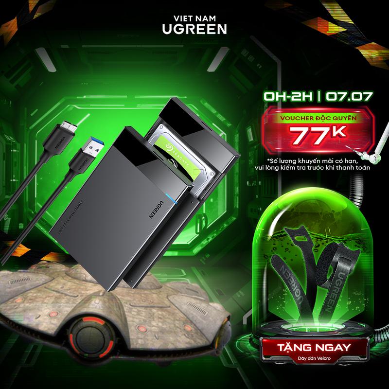 Hộp đựng ổ cứng 2.5 inch SSD, HDD SATA UGREEN 6TB Tốc độ truyền tải cao -Thiết kế sang trọng | Bảo hành 18 Tháng 1 Đổi 1 | US221