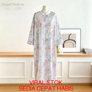 Jubah Muslim Longgar Selesa Terkini Elegan 2026 Wanita Muslim dengan Poket Sisi Fesyen Moden Anabia Budak Muslimah Embroidery Lace Cey Kosong Corak Bunga Premium Emboss Bamboo Lengan Panjang Batik Block Cotton Viscose Lembut Casual Material Digital Crip