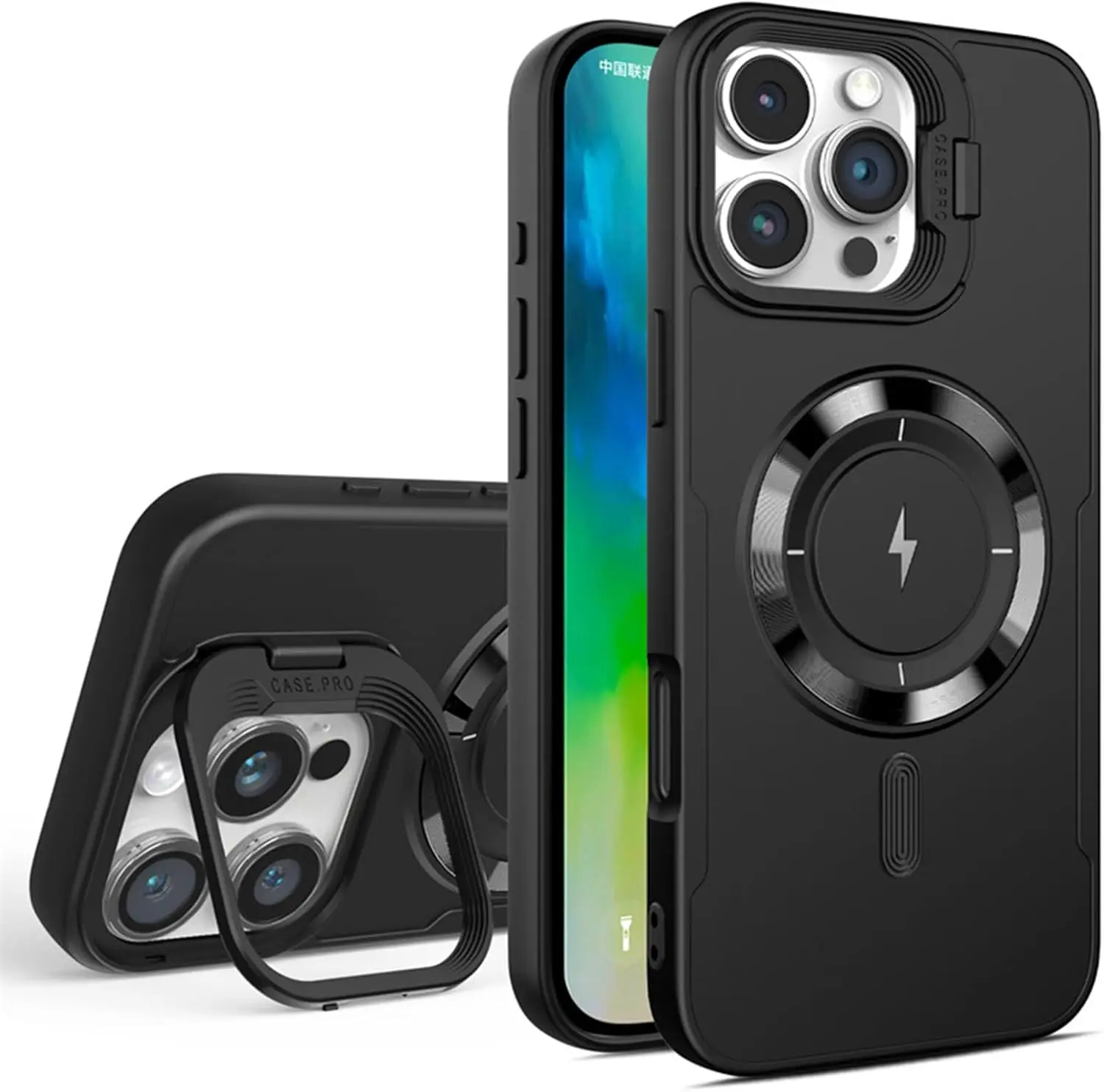 Sarung Telefon Pendakap Penutup Lensa Kaca,  Case Baharu, Sesuai untuk Siri iPhone 16, 15, 14, 13, 12, 11, ProMax, Pro, Plus, Sarung Telefon Magnetik, Tidak Licin dan kalis kejutan casing Silicone Case