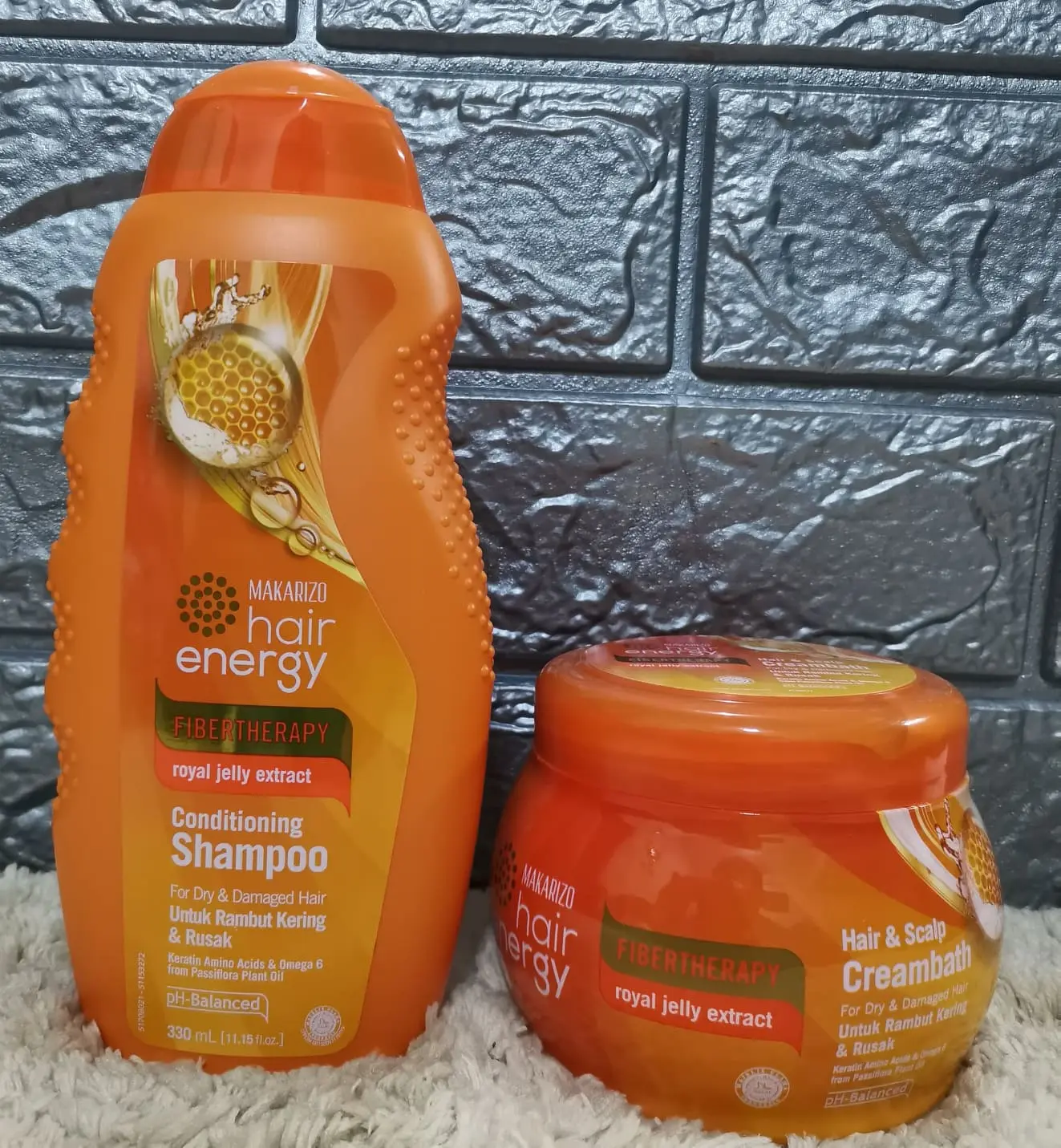 (ROYAL JELLY EXTRACT)(2 in 1)MAKARIZO (RAMBUT KERING DAN ROSAK) HAIR ENERGY CONDITIONING SHAMPOO AND HAIR SCALP CREAMBATH HAIRCARE