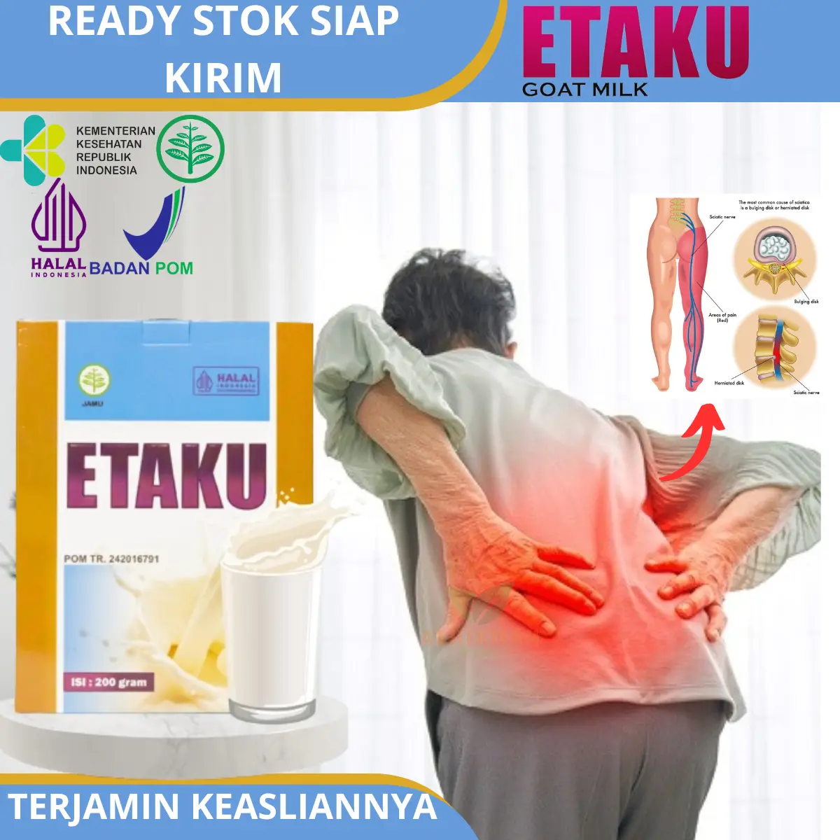 Susu Untuk Syaraf Kejepit Saraf Terjepit Tulang Belakang Sakit Pinggang Encok Pengapuran Osteoporosis Dengan Susu Etaku Goat Milk Susu Kambing Bubuk
