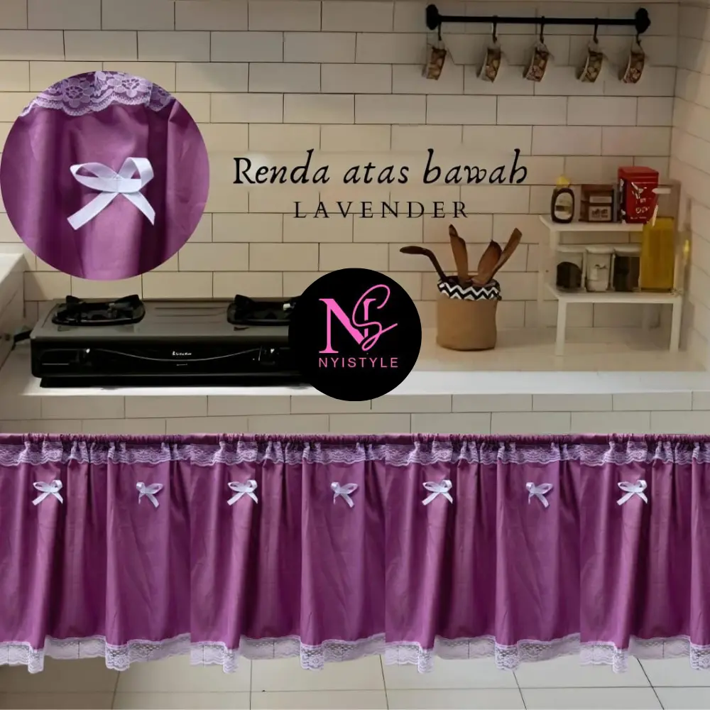 Gorden Kolong Dapur/Gorden kolong dapur murah/Gorden kolong dapur series /jendela Minimalis berenda Atas-bawah