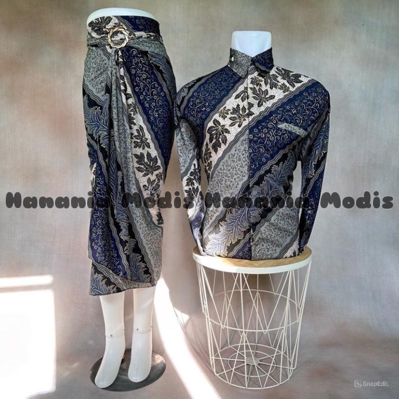 Product Introduction of KEMEJA BATIK LENGAN PANJANG COUPLE ROK LILIT / BATIK ROK LILIT PASANGAN / KEMEJA BATIK SET ROK LILIT 40
