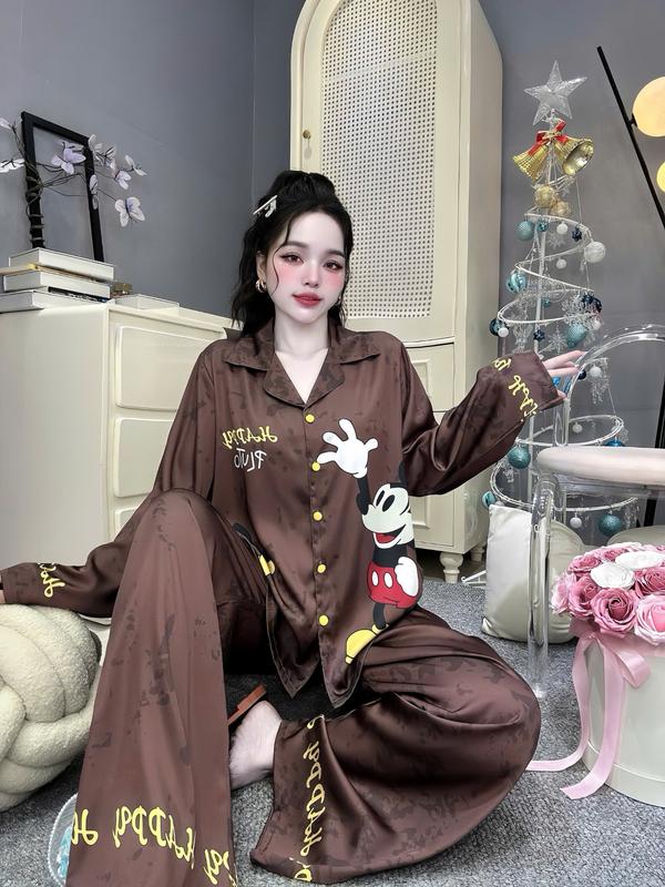 Đồ Bộ Pijama Nữ Lụa Latin Tơ Tằm Thoáng Mát Ngắn Tay và Dài Tay Quần Dài In Họa Tiết Rừng Loang Cam Đất Size 45-60kg và 61-75kg Có Bigsize Women