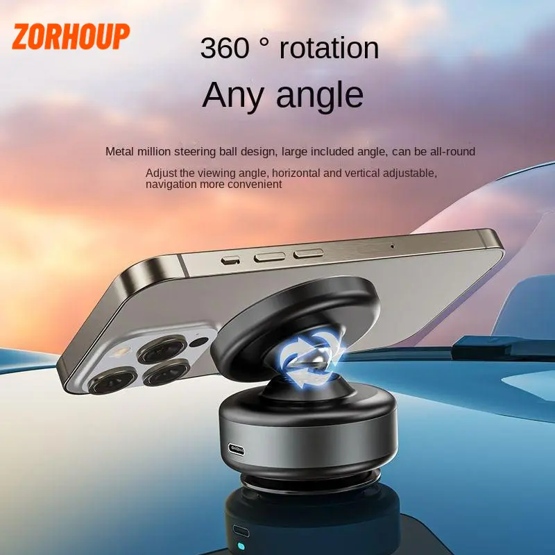 New Generation Stable 360 ° Universal Wheel Electric Magnetic Mobile Phone Bracket Vacuum Adsorption Mobile Phone Bracket