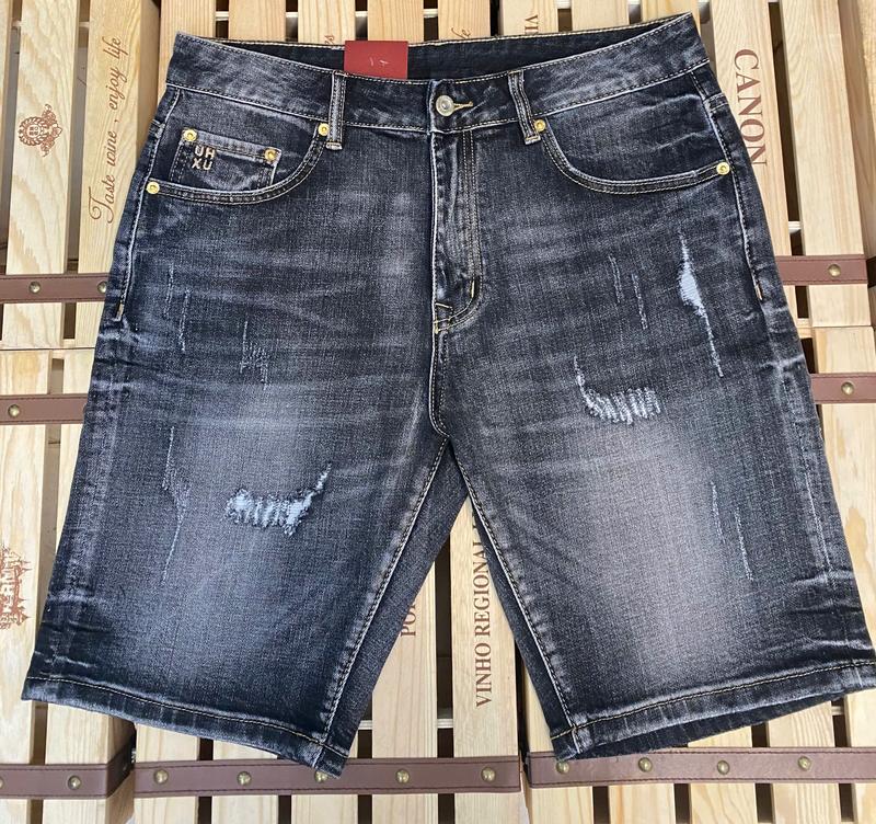 Mã Số 1068, Quần Short Jean Nam, Dáng Ôm, Màu Đen Wash Bạc, Denim Co Giãn Thoải Mái, Phong Cách Bụi Nhẹ