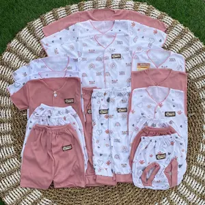 18 PCS  6 PCS Baju Celana Bayi Newborn 0-3 bulan Seri biru boneka