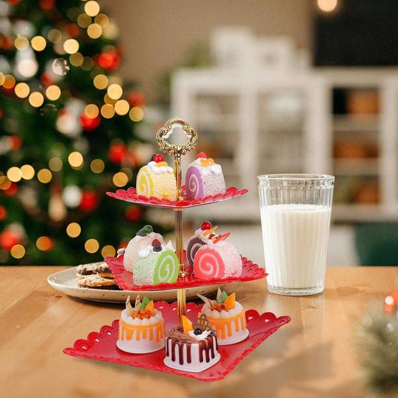 Rak Kue Susun 3 Tingkat tempat diseert piring makanan kecil Detachable Plate Cake Stand Display 5