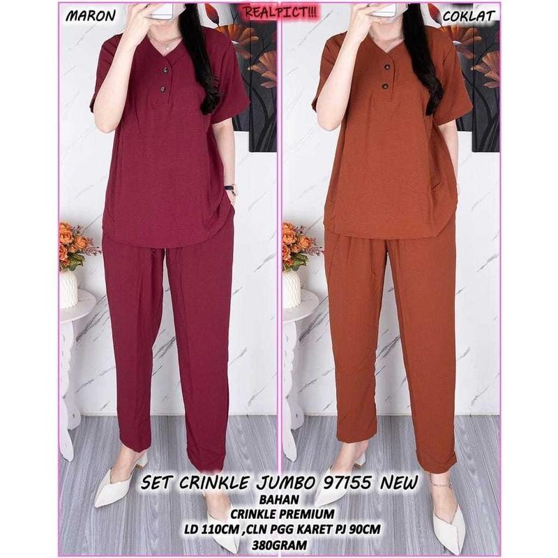 Product Introduction of Setelan Wanita Celana Dewasa WG NEW ONE Set Crinkle Lengan Pendek Baju Panjang Airflow 14