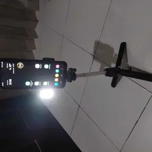 Tripod HP Holder Tongsis Ponsel R1S + LED Flash + Remote Bluetooth Panjang 70cm