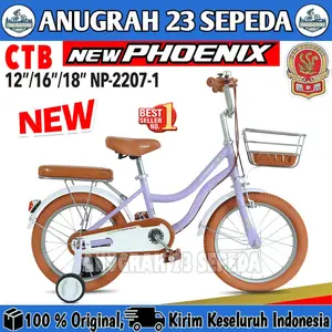 Sepeda Mini Anak Perempuan NEW PHOENIX NP-2207 Ukuran 12 16 18 Inch City Bike Usia 2-8 Tahun