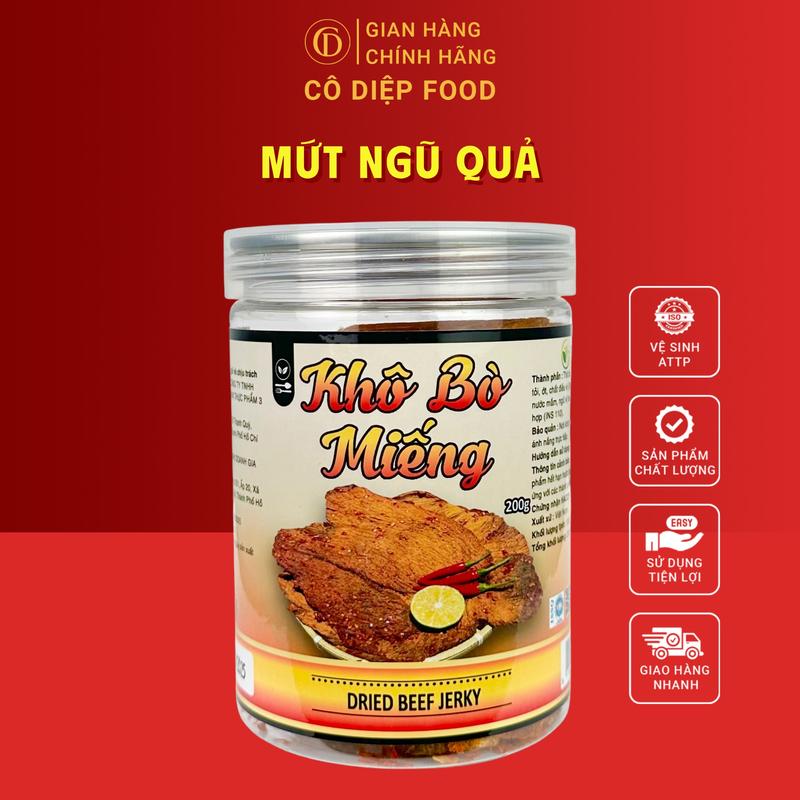 Khô Bò Miếng Mềm, Khô Bò Xé Sợi, Khô Bò Que Lon 200Gram / Lon 250Gram / Hũ 500gram (Đầy Đủ Hồ Sơ Công Bố & Kiểm Nghiệm Sản Phẩm)