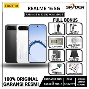 Realme 16 5g Nfc Ram 8/256GB , 12/256GB ( Air design | 50MP Front & Sony Rear AI Cameras | Selfie Mirror) Garansi Resmi Indonesia