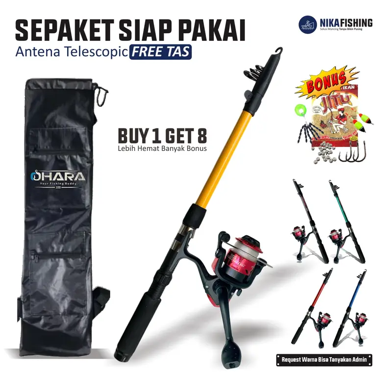 Satu Set Pancing Murah Antena Teleskopik 3-5kg Tinggal Pakai Termurah Joran dan Reel 150cm-300cm Bonus Tas Umpan Bisa Pilih Joran Saja Atau Set Komplit 0