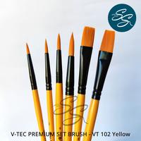 Gambar Paint Brush Set (6 Pcs) - V-TEC SET BRUSH - VT 102 YELLOW BR/6 - Kuas Lukis 1 Set isi 6 Pcs Nylon Flat & Round Brush dari SS Studios Kota Denpasar 2 Tokopedia
