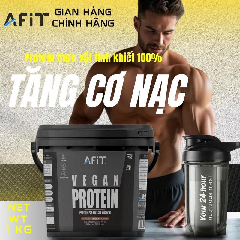 Bột WHEY PROTEIN VEGAN thuần chay hộp 1kg + Bình lắc