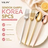 Gambar 5Pcs Sendok Garpu Korea Stainless Steel Premium Anti Karat & Serbaguna - Garpu Silver (5PCS) dari YILIN OFFICE STORE Kab. Tangerang 1 Tokopedia