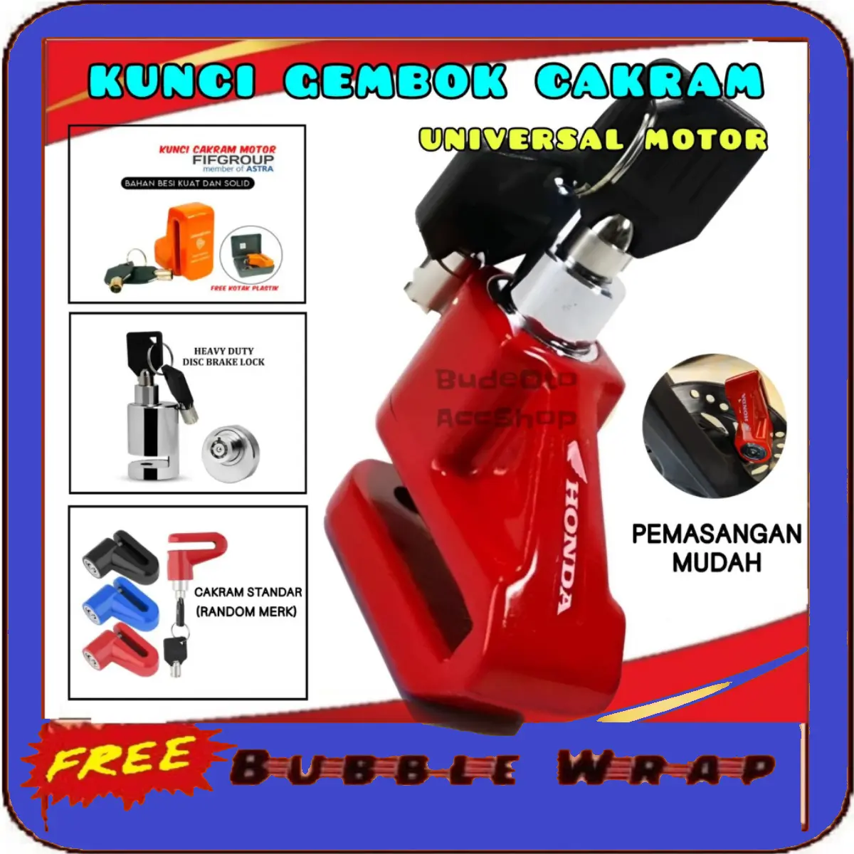 Kunci Ganda Gembok Cakram Disc Lock Original Honda AHM