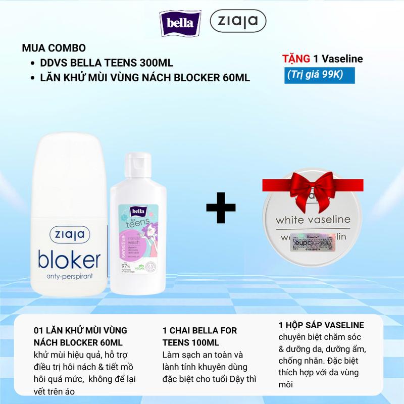 MUA COMBO TẶNG 1 QUÀ Lăn Khử Mùi Kiểm Soát Mồ Hôi Vùng Nách Ziaja Blocker 60ml Thấm Nhanh Không Để Lại Vệt Trên Áo