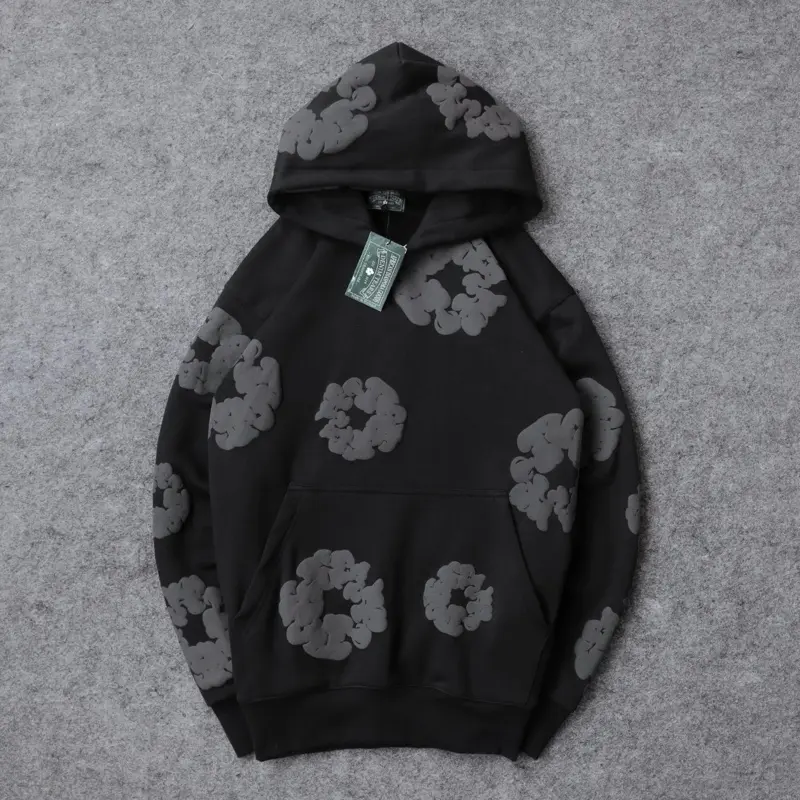 HOODY DENIM TEARS - THE COTTON WREATH BLACK TO BLACK