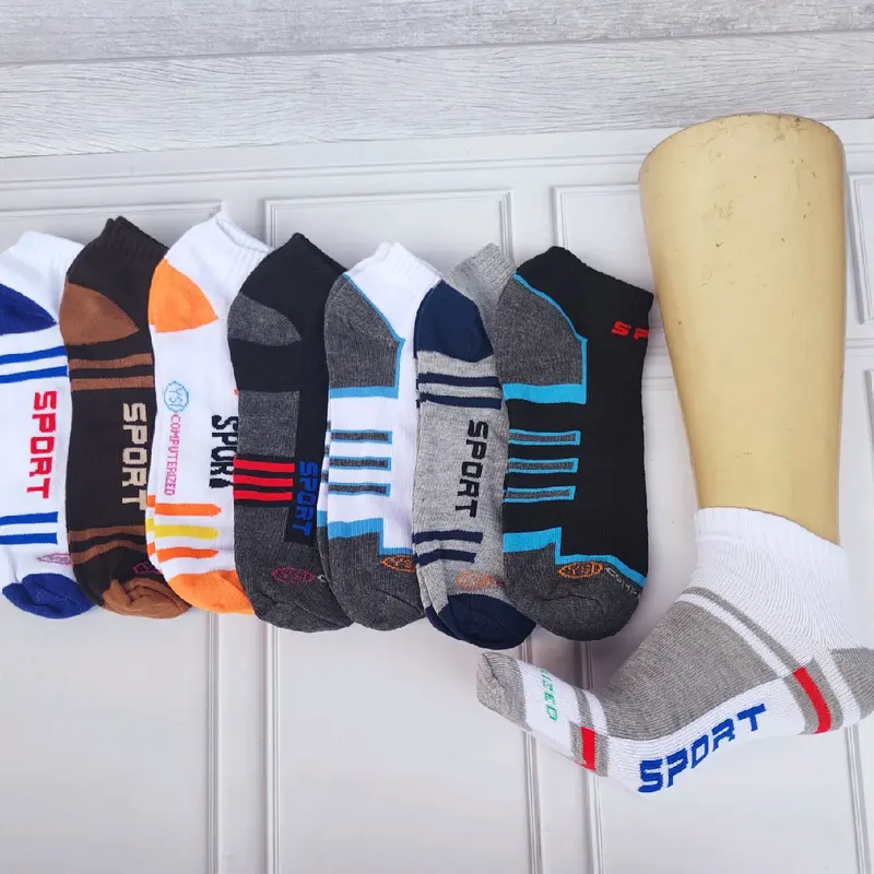 (New Sport) Paket 12 Pasang Kaos Kaki Pendek Pria Wanita Dewasa Remaja Motif Sport Semata Katun Tebal 1