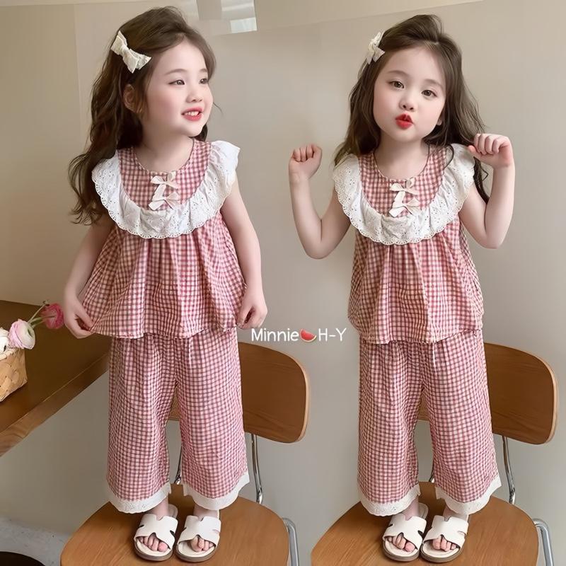 [6-25kg] Quần áo trẻ em sét bộ quần áo thu đông KẺ CARO phối viền điệu đà-chất thô đũi siêu mềm cho bé gái